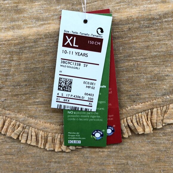 NWT Sisley Girls XL 10-11 Years Linen Blend T Shirt Ruffle Peach Summer 150 cm - Picture 7 of 12